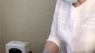 The patient CUM powerfully during the examination procedure in the doctor's hands